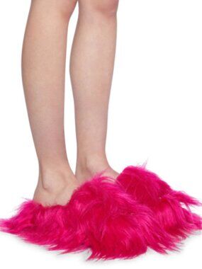 Current Mood Case Of The Grumpies Fuzzy Slides - Pink Size 8 New w/Box